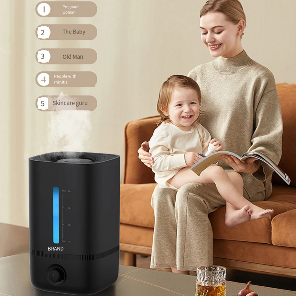 Home Office Bedroom Smart Ultrasonic Silent Large Spray Volume Continuous Water Replenishing Humidifier