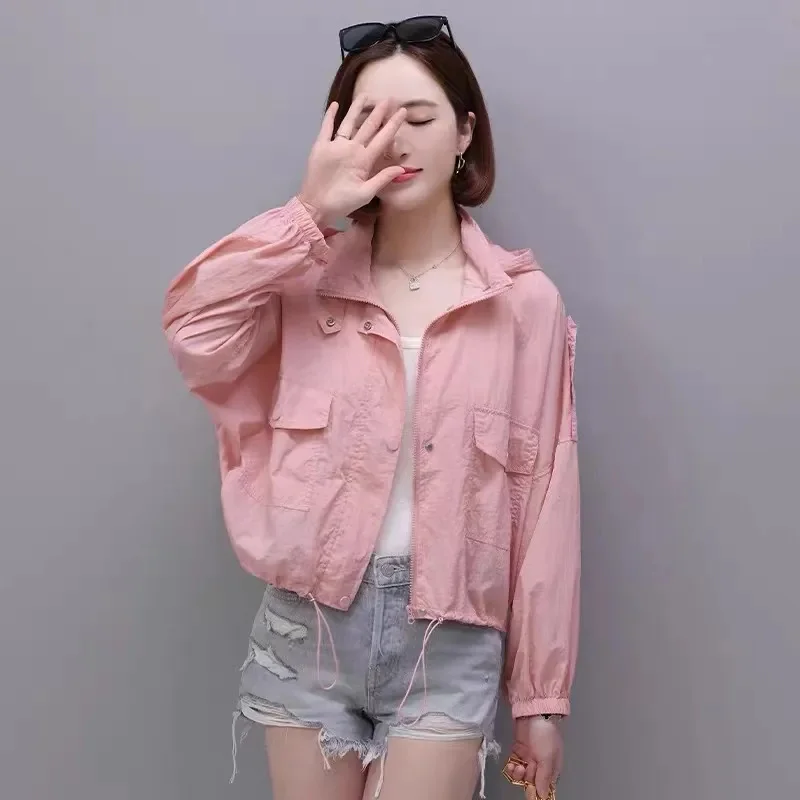 Manteau de Protection solaire pour femmes, nouvelle veste d'été à capuche, vêtements de Protection solaire, courte, respirante, Protection UV, vêtements d'extérieur fins, 2025