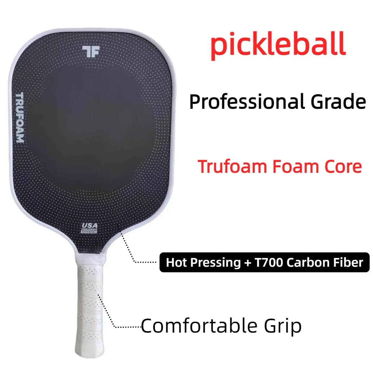 

Ракетка для пиклбола в стиле CRBN, турнирная, горячепрессованная, с сердцевиной из высокоплотного пеноматериала Trufoam