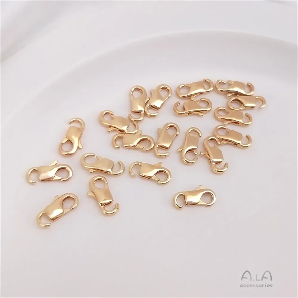 14K Gold Plated Korean-made open lobster clasp fish tail spring clasp DIY bracelet necklace end clasp accessories