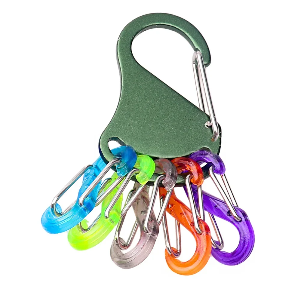 HDIRXG Aluminiumlegering Chem Light Holders Karabijnhaak Clip Met 6 S-Biners Glow Sticks Sleutelopberggesp voor Buiten Kamperen
