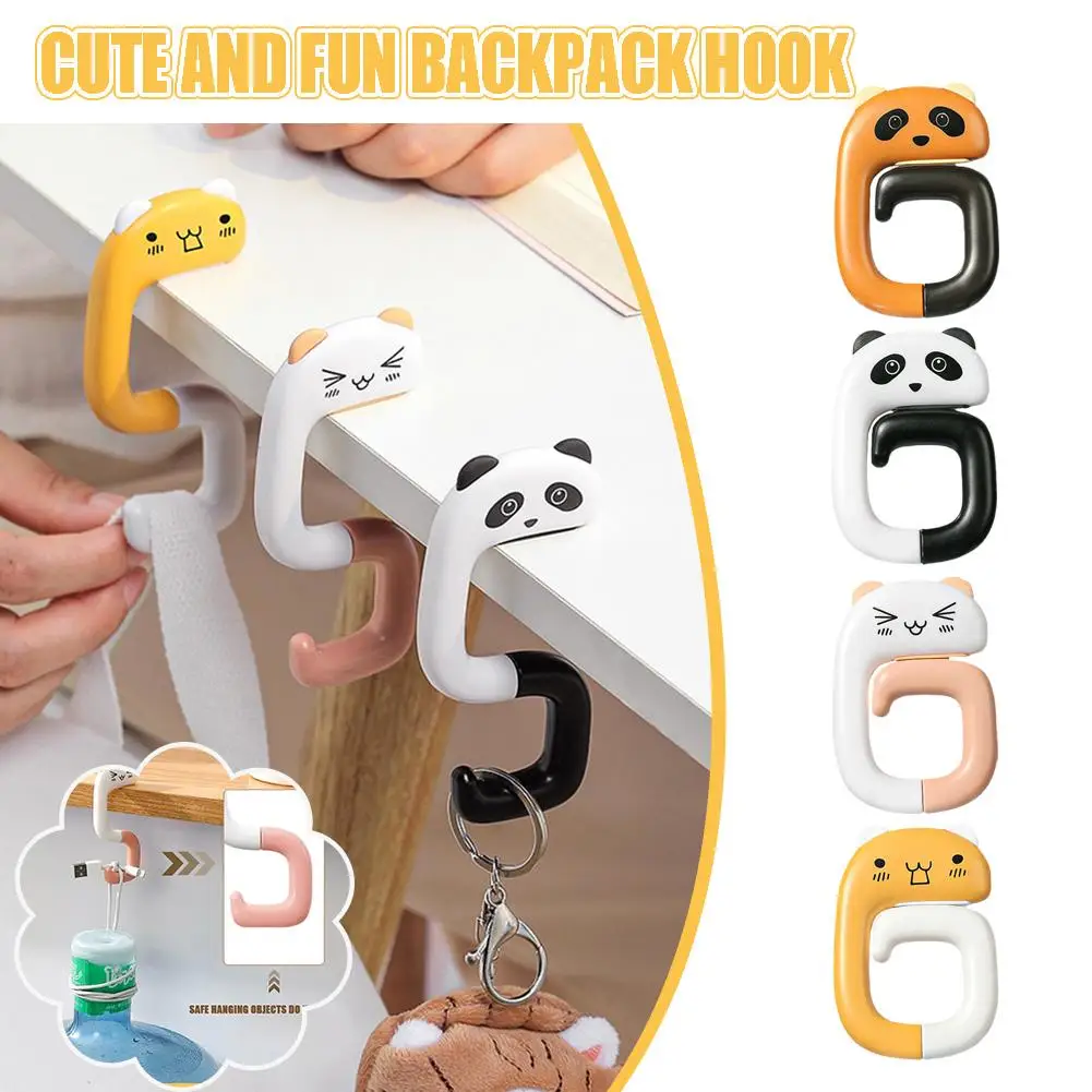 1pc Cute Cartoon Animals Hook Table Side Bag Rack Folding Holders Bag Hanger Side Handbag Office Hook Desk Hook Table Hook H8H1