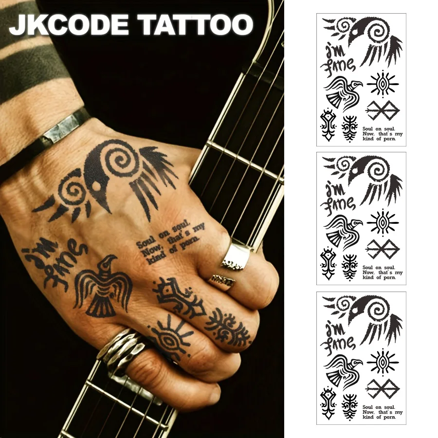 

Waterproof Viking Ravens Tattoo, Hands, Cryptic Symbol Temporary Tattoos, Magic Tattoos, Lasts 1-2 Weeks, Tattoos for Man