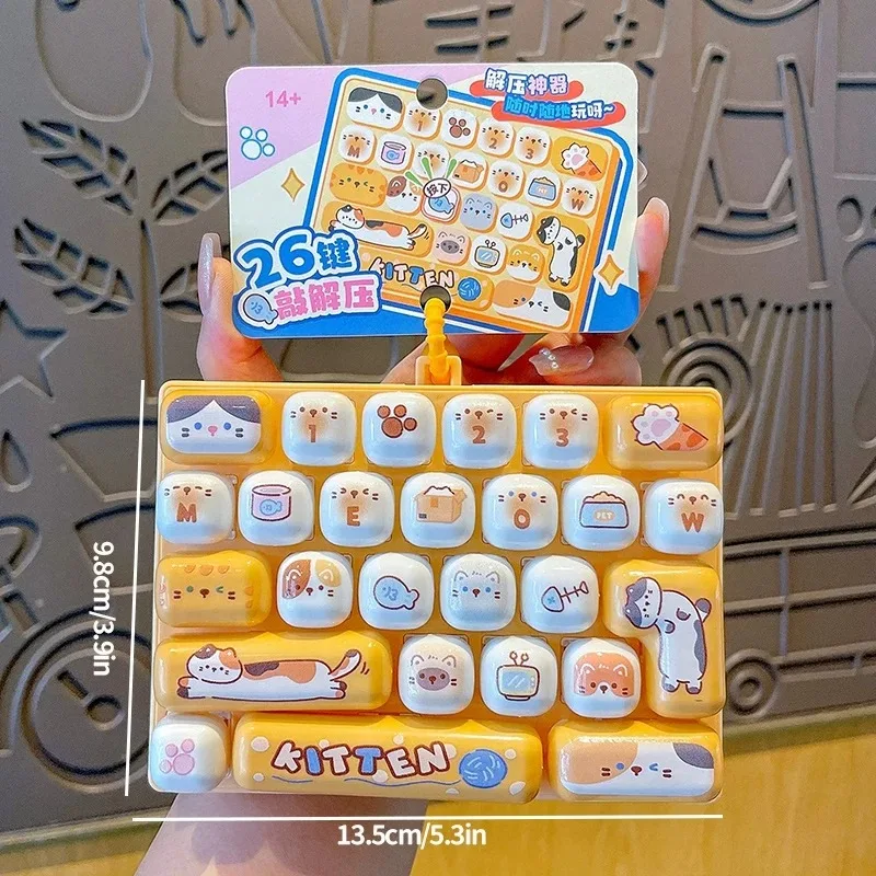 Candy Color Keycap Keychain Cute Cartoon 26-key Aecompression Keyboard Toy Keyrings Fidgets Keycap Clicker Bag Pendant 키캡 view 3