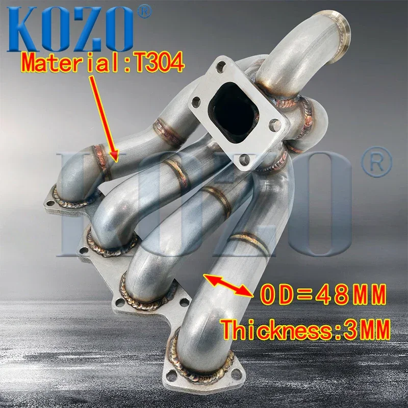 T3 top mounted equal length Turbo manifold for Civic CR-V B18A B18B B20 Integra 304 S/S turbo clamp