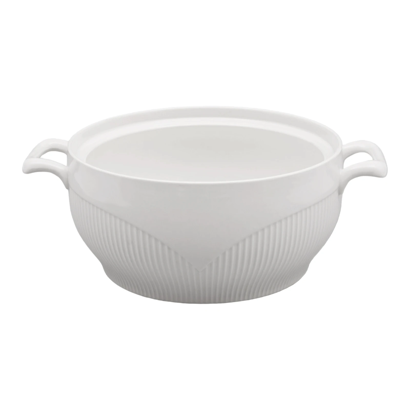 

27.5*14.5cm 0.8gal White&Clear Classic Ceramic Soup Tureen Porcelain Serving Soup Tureen for Sauces Stews Soups Gravy