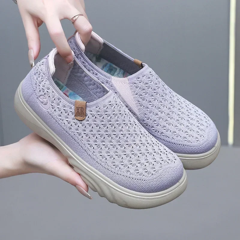 2025 New Woman Vulcanize Shoes Autumn Round Toe Flats Mesh Breathable Ladies Fisherman Shoes Platform Sports Walking Shoes