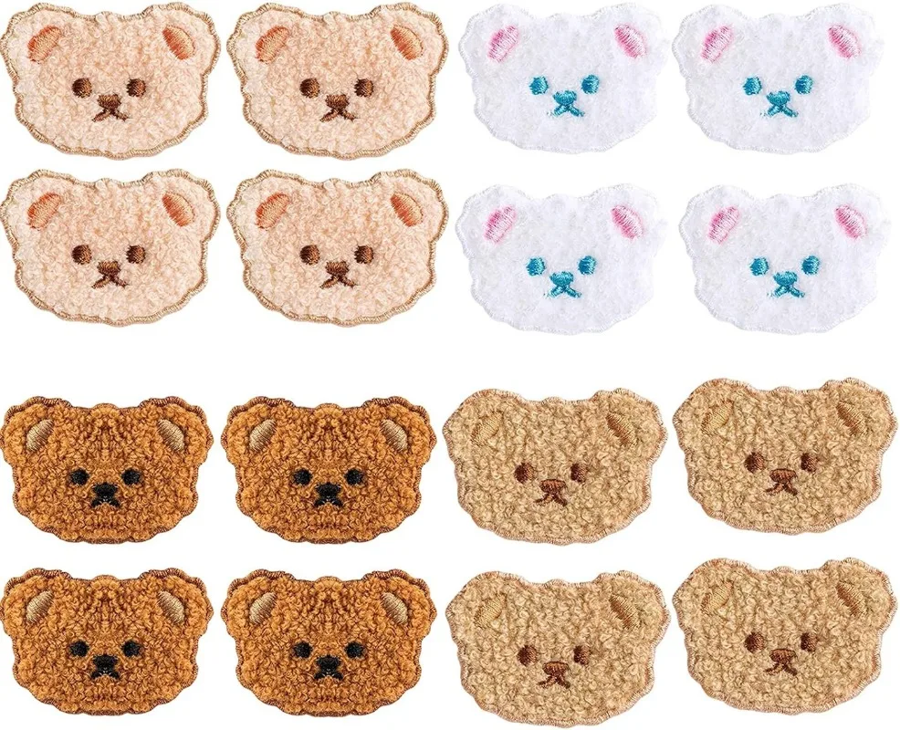 16 Pcs Cuta Cartoon Bear Patch Embroidery Patches for Clothing Iron on Applique Repair Patch for Jean Clothes Hat Bag DIY Decor