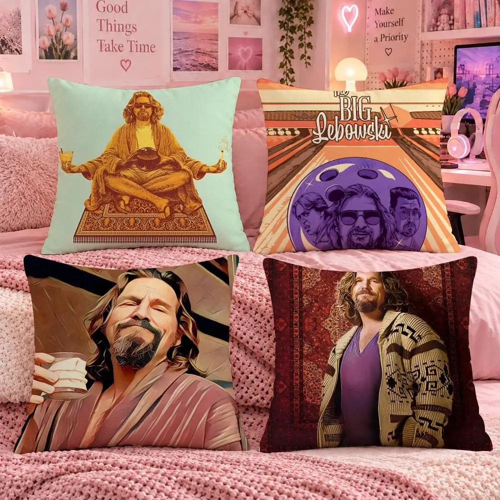 Movie Cinema Classic T-The Big Lebowski Cushion Cover Double Sided Print Short Plush Pillow Sofa Bedroom Dorm Room Decor Gift