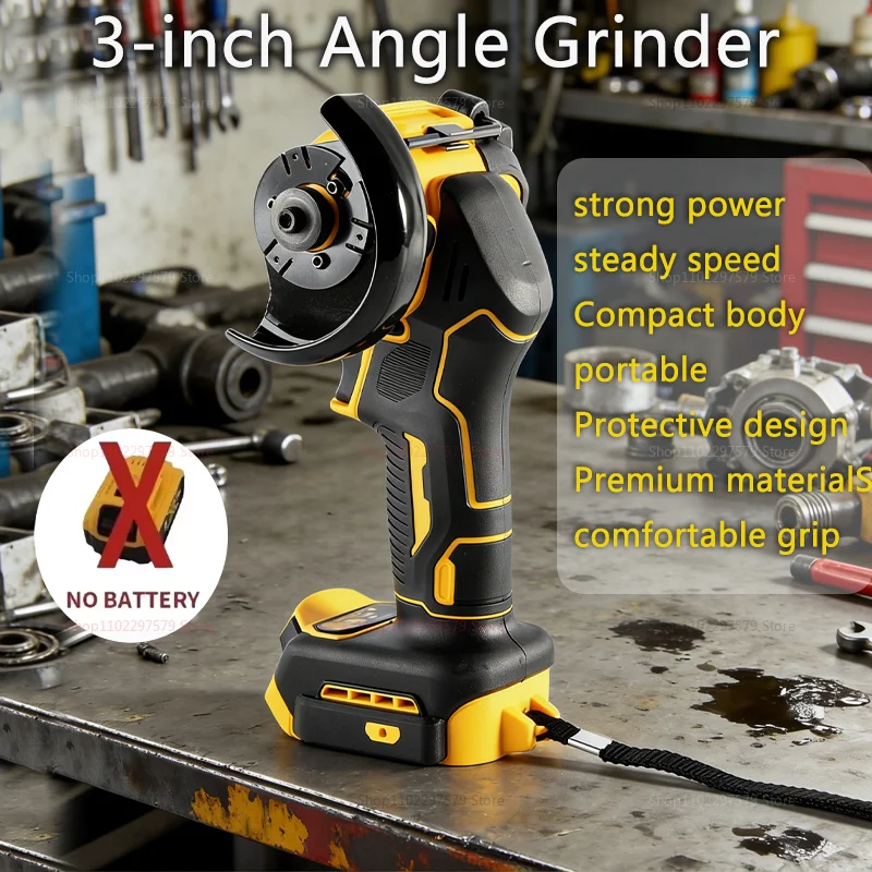 Cordless Angle Grinder 3 Inch Mini Polishing Grinding Machine Electric Cutting Power Tools for DeWALT 20V 18V Battery