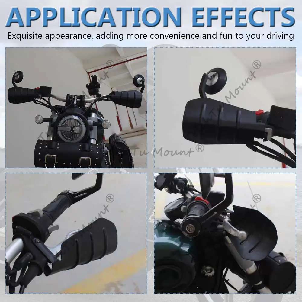 1Pair Motorcycle Handlebar Hand Guards Protectors Fit For Harley Davidson 2006-Later High-Quality Steel Alloy 10.2Mm Matte Black 6