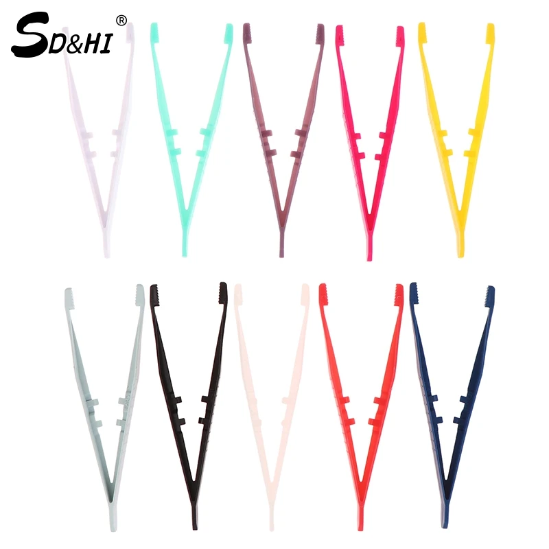 10Pcs Plastic Tweezers Disposable Tweezers Tools Tweezers Crafts Kids Toys Plastic Clips Random