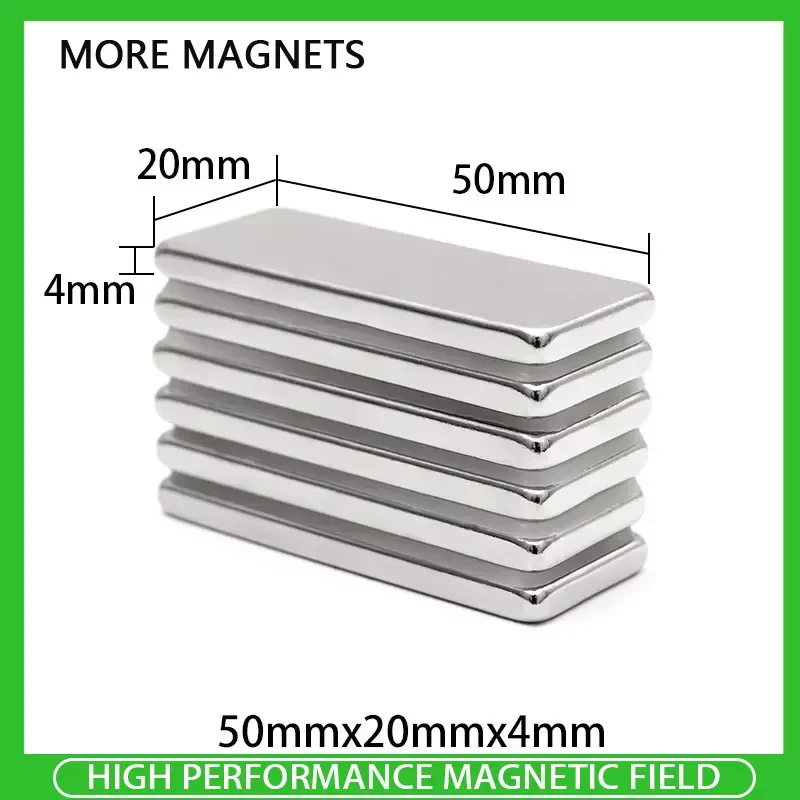 

1~15PCS 50x20x4mm Neodymium Magnet 50*20*4mm N35 NdFeB Block Super Powerful Strong Permanent Magnetic imanes