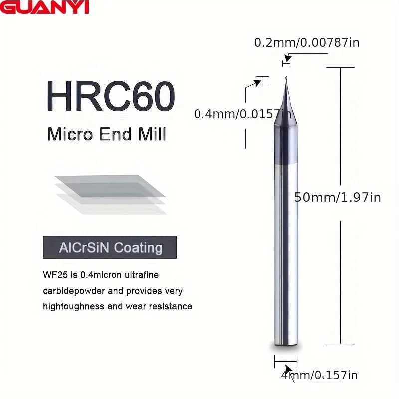 

10pcs HRC60micro Small Diameter Flat Milling Cutter with 2 Edges Tungsten Steel Hard Alloy End Milling Cutter Aluminum Milling M