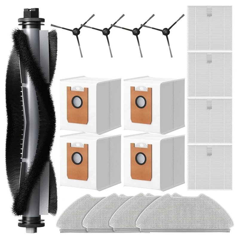 อะไหล่เปลี่ยนถุงหูรูดสำหรับ airrobo T20 + หุ่นยนต์ดูดฝุ่นแปรงข้างหลัก