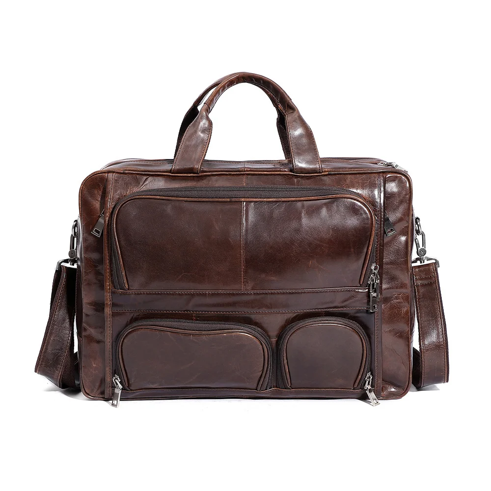 Genuine Leather Men Briefcase 15.6