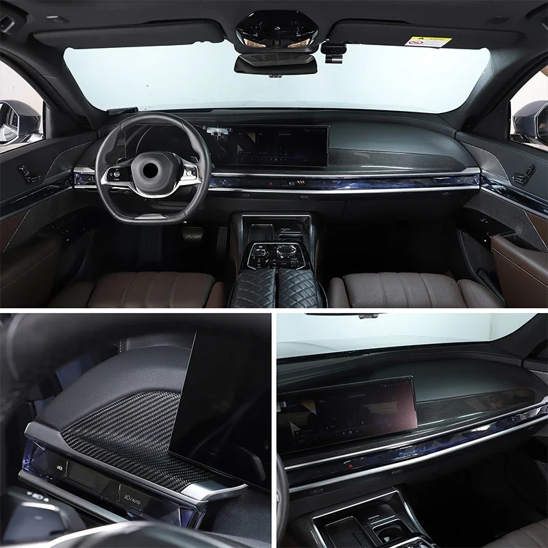 For BMW 7 Series G70 2023-2024 Real Carbon Fiber Car Central Control Instrument Panel Decorative Cover Car Accessories( LHD RHD)