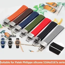 Premium-Grade Soft Rubber Watch Band Aquanaut For Patek Philippe Silicone 5164A 5167A 5168A 21mm Folding Buckle Watch Straps