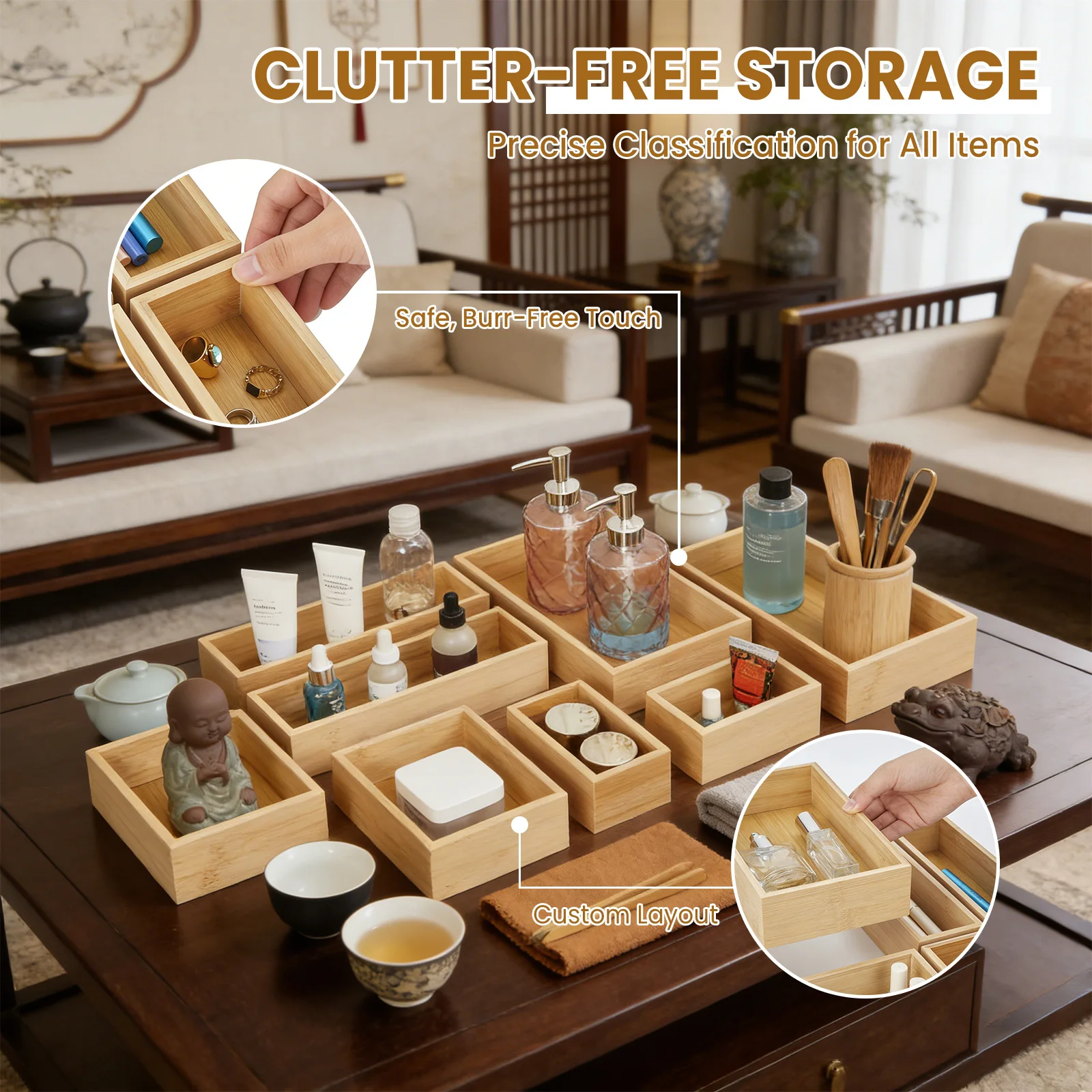 8-Piece Natural Bamboo Drawer - огляд і ціна Drawer Organizer Bamboo