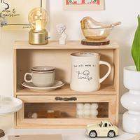 Desktop Storage Cabinet Display Box Shelf Freestanding 2 Tiers Organizer Rack