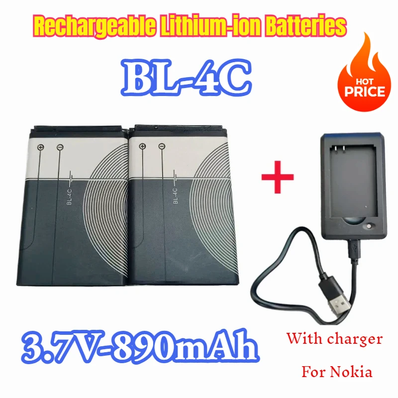 BL-4C Battery 890mAh Bl4c Rechargeable Lithium-ion Batteries for Nokia 6100 6125 6136 6170 6300 6301 7705 7200 Mobile Phones