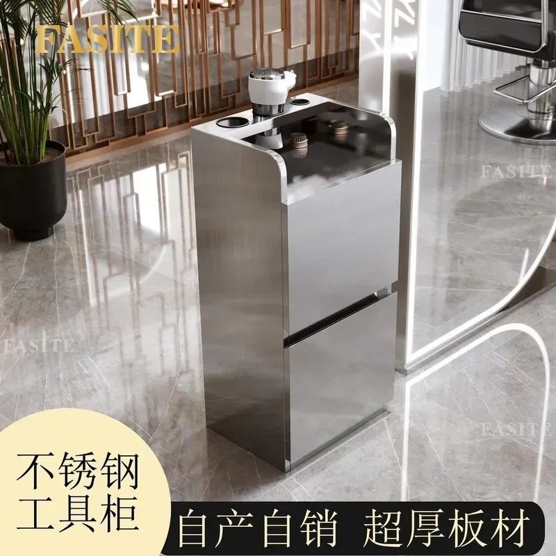 For Barber Shop Stainless Steel Hairdresser Tool Cabinet Free Installation Hair Dye Cut Storage Locker Furniture