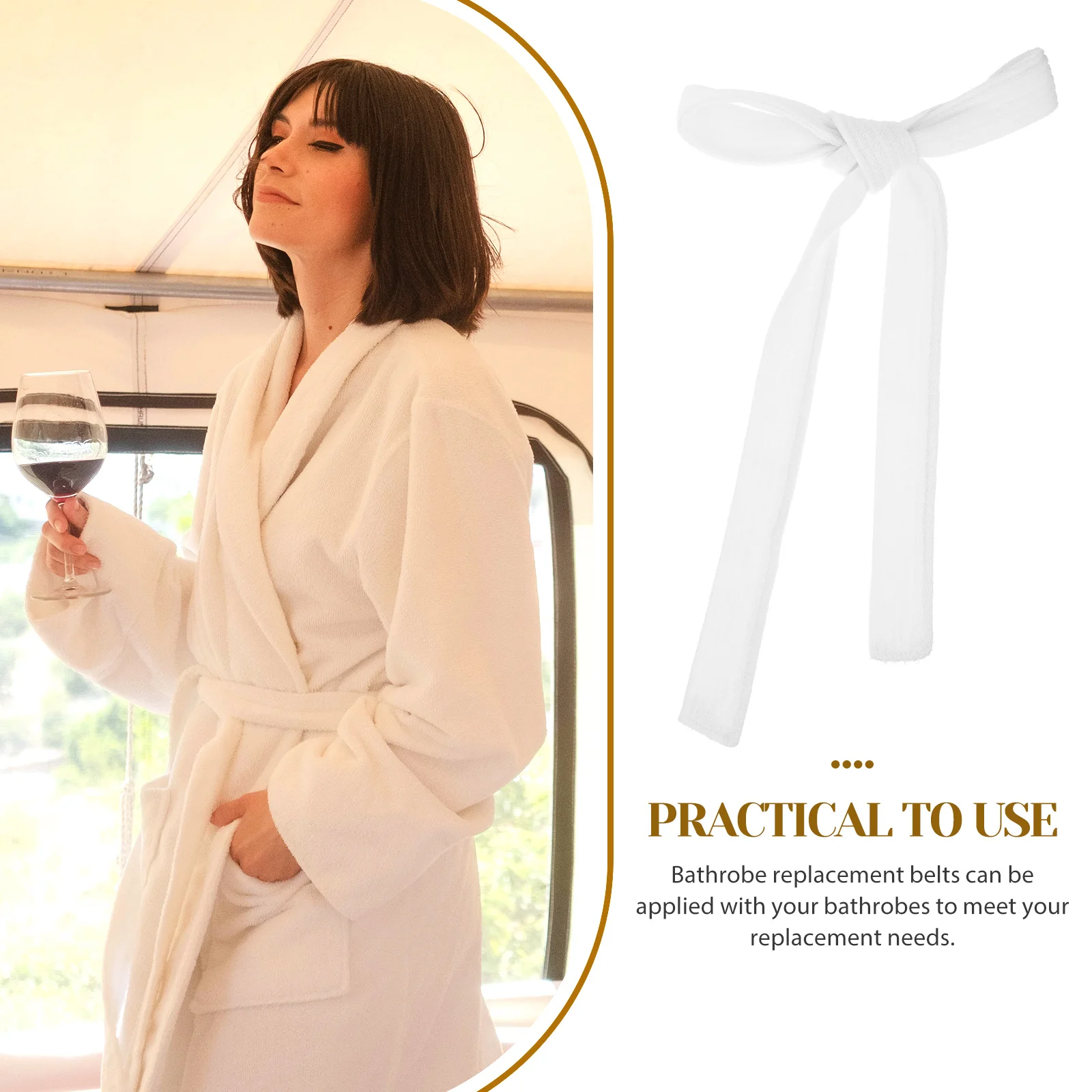 

2pcs White Thick Towel Bathrobe Belts Replacement Straps for Hotel Robe Long Enough Hotel Robe Belt Washable Soft