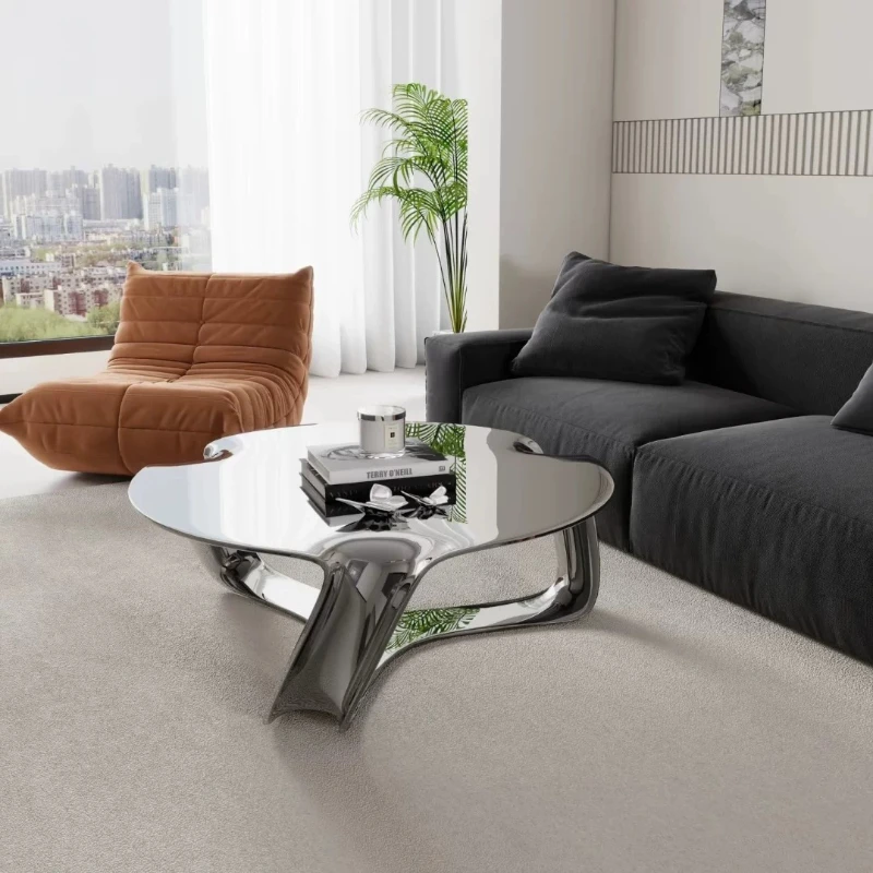 High-End Designer Coffee Table with Cloud-Shaped Top and Electroplated Finish for Minimalist Scandinavian Interiors furniture