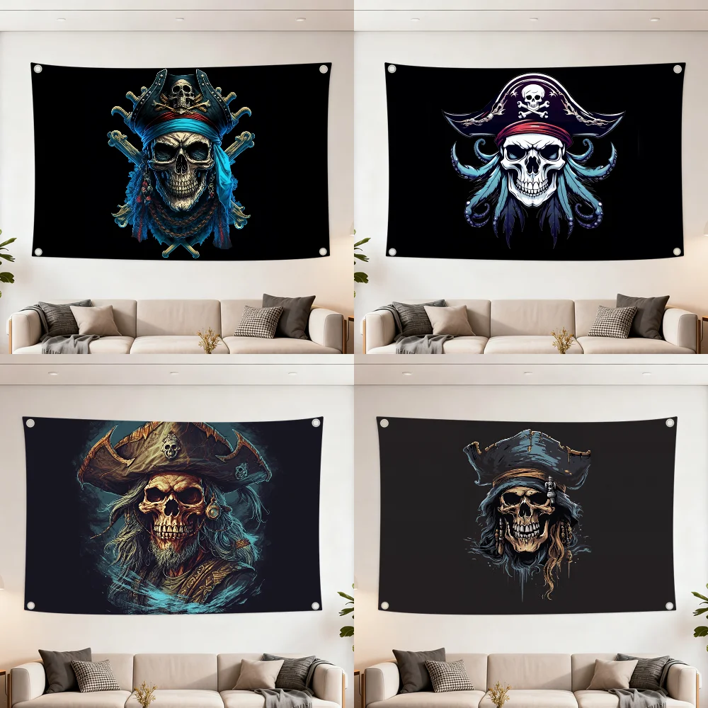 Pirate Jolly Roger Black Skull Q flag Decoration Outdoor Picnic Party Art Hanging Home Camping Party Banner Best sellers