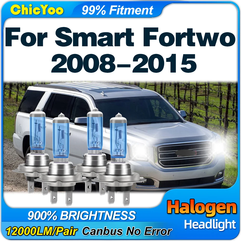 

200W Super Bright Halogen Lights Bulb 24000LM Car Headlights 12V For Smart Fortwo 2008 2009 2010 2011 2012 2013 2014 2015