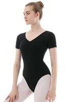 Leotardo de Ballet para adultos, ropa de práctica de baile de Ballet de alta calidad, mono de gimnasia para equipo de baile elegante de manga corta para mujer