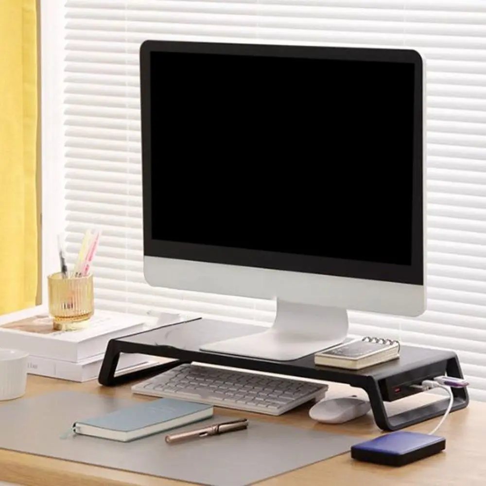 

Thickening Computer Monitor Stand Ergonomic Design Increase Monitor Height Computer Booster Stand with USB Hub Laptop Riser