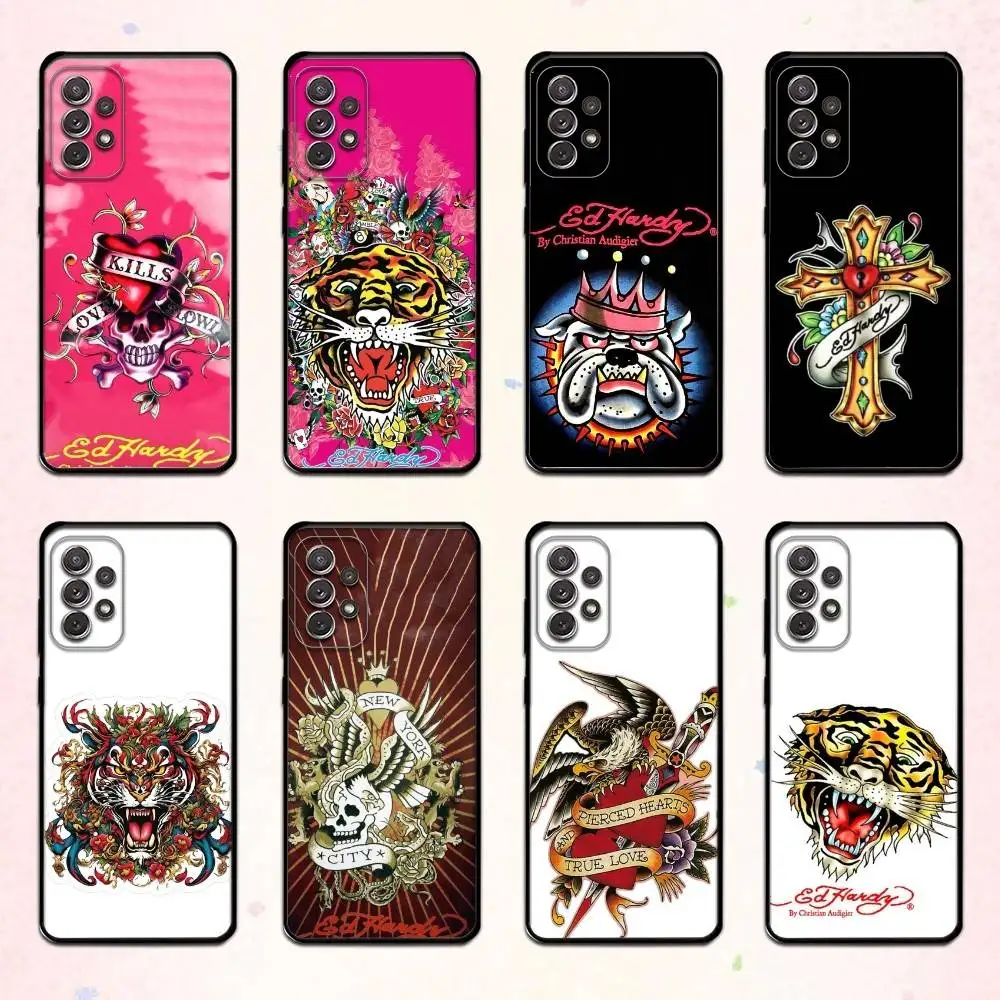

Urban F-Fashion Ed Brands Hardy Phone Case For Samsung S 25,24,23,22,30,21,10,9,Ultra,Plus,Lite,FE,4,5 G Soft Black Case