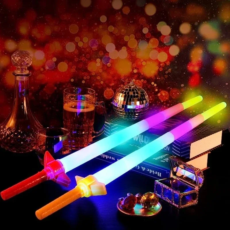 1-10 Pcs 4 Section Extendable LED Glow Sword Kids Toy Glowing Stick Concert Party Props Colorful Light Up Sticks For Party