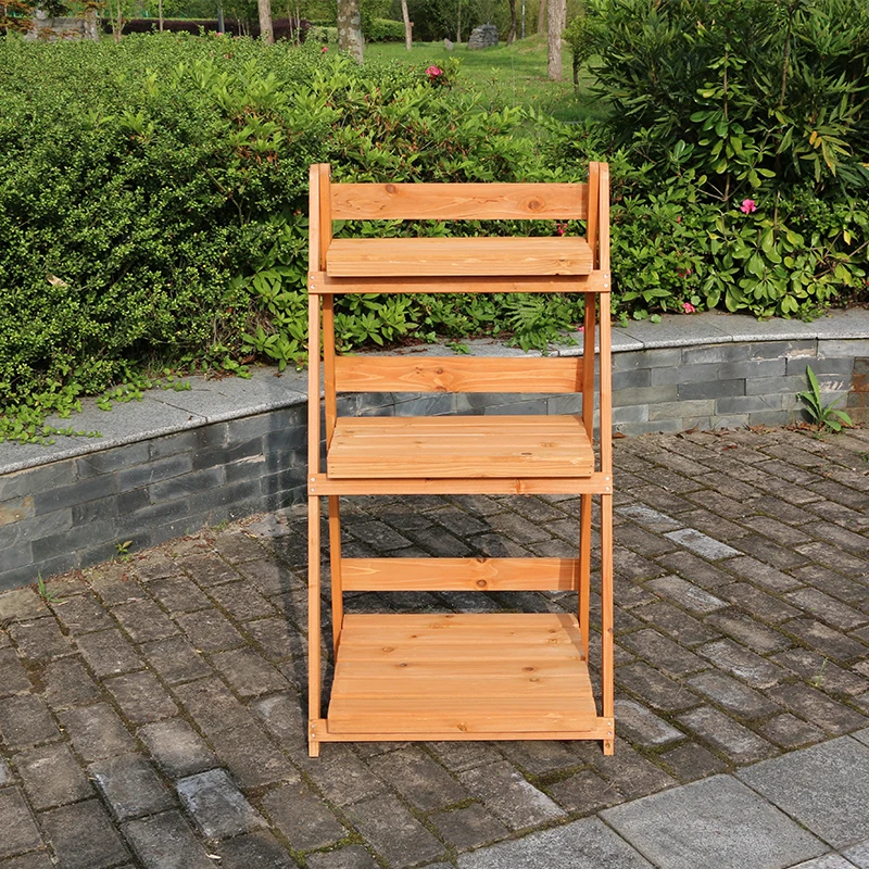 Garden Furniture Wood 3 Tier Green Plant Stand Planter Shelves Multi Tier Plant Stand