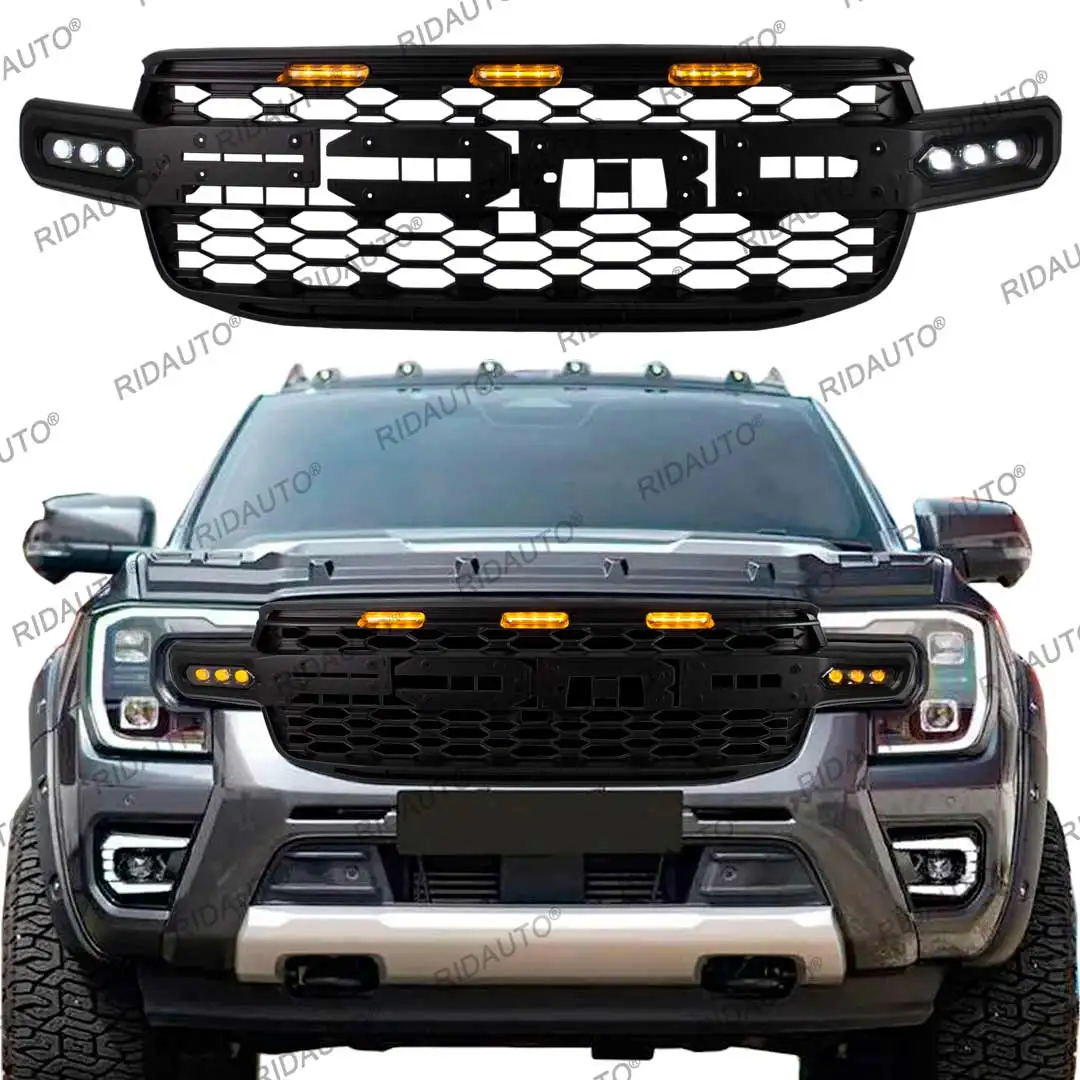 Upgrades RAPTOR Style Refit Front Grill Replacement Lense Side Light Aftermarket Grille For FORD RANGER EVEREST 2023 2024 2025