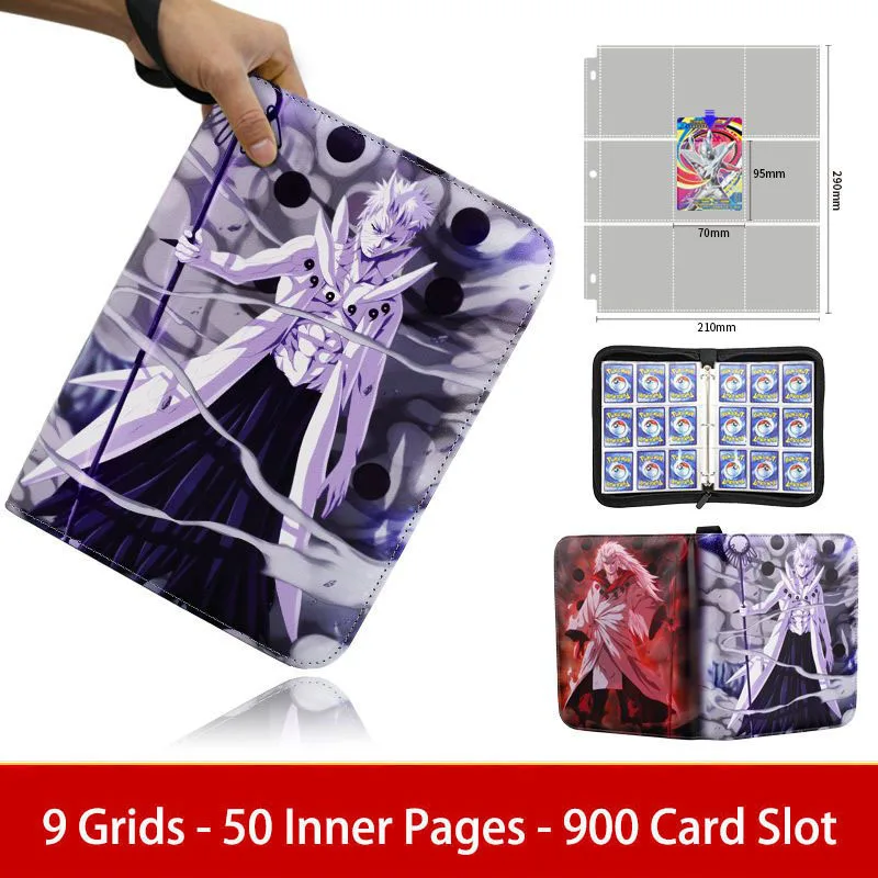 NARUTO Card Binder Holder 9 Pocket Trading Anime Cards Album Collector Book with 50 inner Pages Zipper Holder Up to 900 Cards