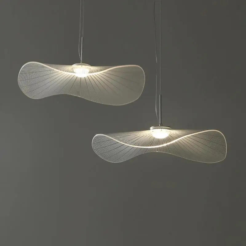 

High end Nordic minimalist modern jellyfish lotus leaf straw hat designer decoration table hanging restaurant bar pendant light