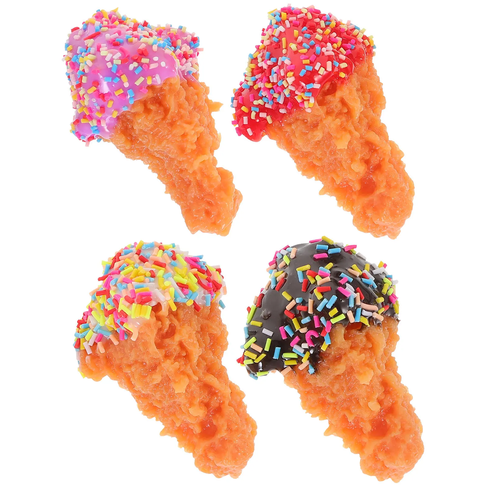 

4Pcs Fried Chicken Legs Artificial Food Fake Realistic Photo Prop Kitchen Decor Lifelike Display Accessory Simulated Drumsticks