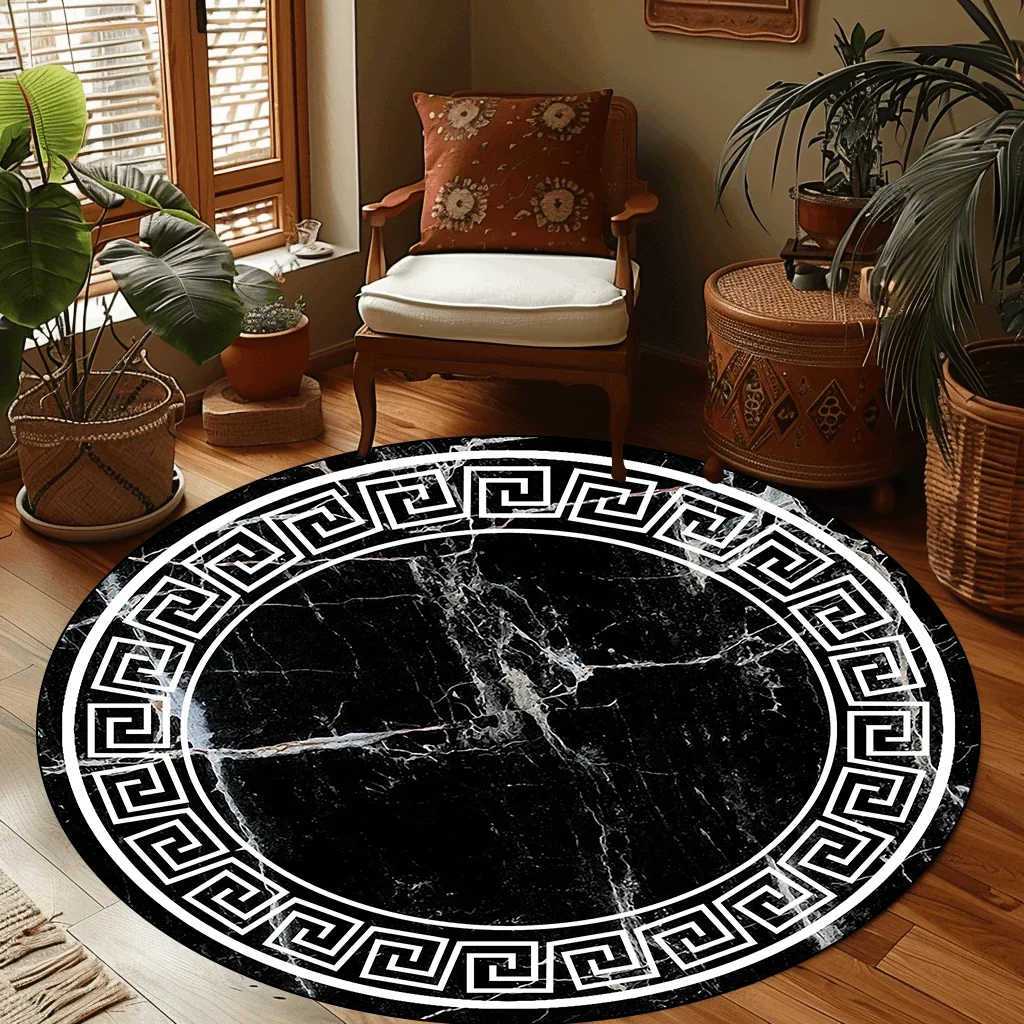 Light Luxury Round Living Room Carpet Decoration Modern Home Washable Carpet for Rooms Large Area Lounge Non-slip Floor Mat