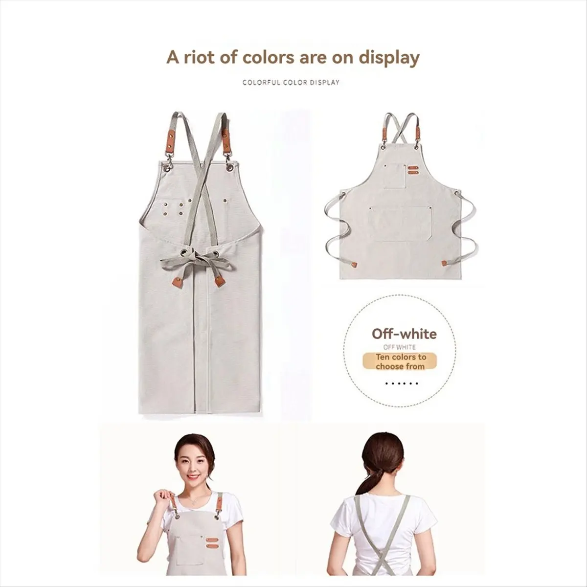 A56K Fashion Canvas Aprons Home Kitchen Gardening Work Clothes Women'S Kitchen Restaurant Work Aprons Green