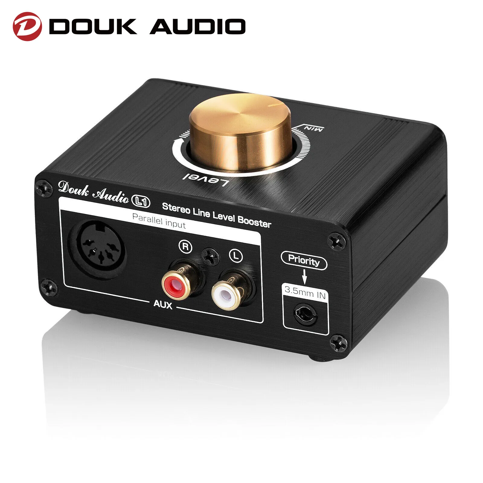 Douk Audio L1 Mini Stereo Line Level Booster Audio Signal Amplifier HiFi Digital Preamp Volume Control for Phone TV Audio Player