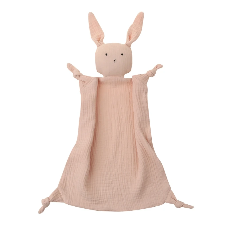 Couverture de sécurité pour bébé M76C, serviette douce en gaze de coton, Animal lapin pour poupée, bavoir de dentition, jouet de câlin pour