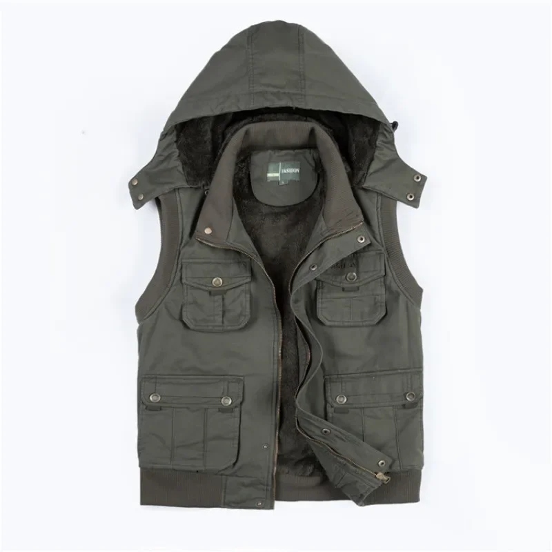 

Autumn and Winter Men's Multi Pocket Outdoor Thickened Large Vest