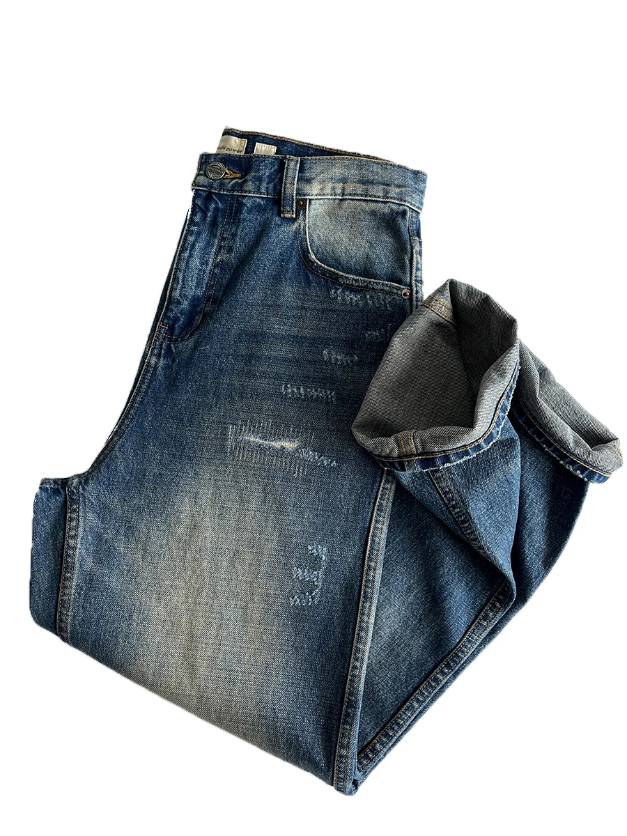 

Ретро джинсы с рваными элементами и пэчворком, утолщенные, в американском стиле, свободного кроя, в стиле Dad Pants, молодежные повседневные длинные брюки