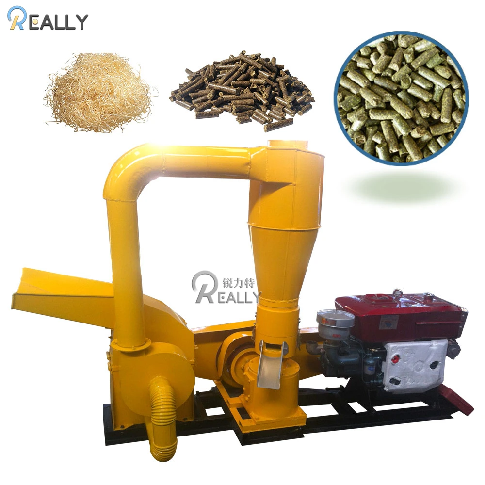 KN-D30HP  Diesel Multifunctional pulverizer granulator Complete biomass wood straw sawdust pellet machine line