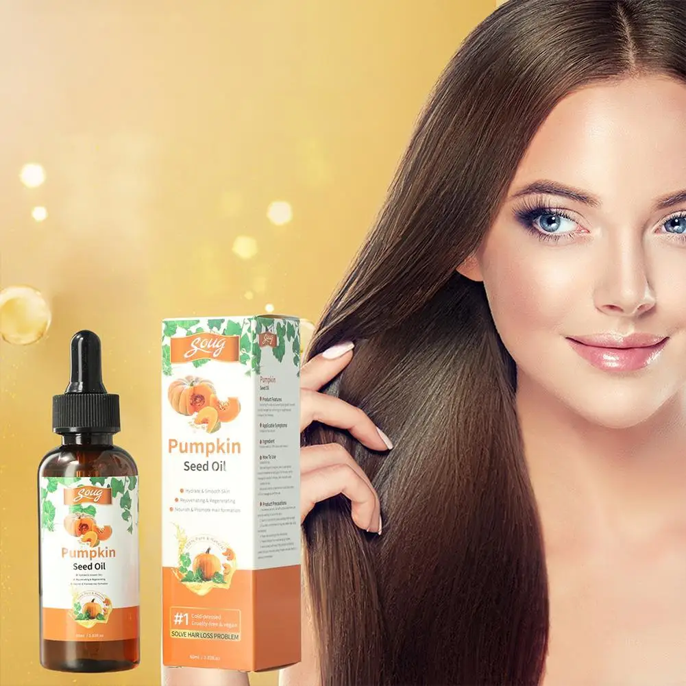 1/3/5PCS Pumpkin Seed Oil For Hair, Natural Organic Pumpkin Seed Oil For Hair & Skin Care, Eyelashes & Eyebrows Oil