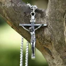 2022 NEW Men's 316L stainless-steel n Jesus Cross Amulet Pendant Necklace for teens punk biker Jewelry Gift free shipping