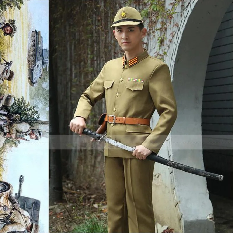 De Japanse keizerlijke officier Da Zuo's kleding 2e Wereldoorlog Militaire Uniform Japan Anti Japanse soldaten toneelkostuums