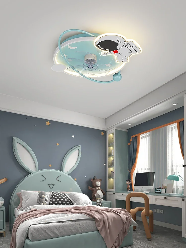 Children's Room Bedroom Ceiling Internet Celebrity Astronaut Fan Lamp 2023 New Invisible Integrated Boys and Girls Room Light